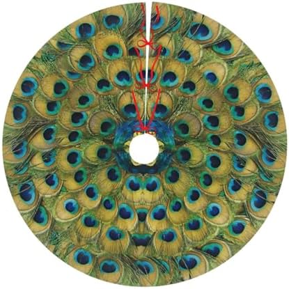 Peacock Feathers Circle Christmas Tree Skirt 30" for Xmas Halloween New Year Holiday Party Home Tree Mat Decor Ornaments Decoration - Image 6