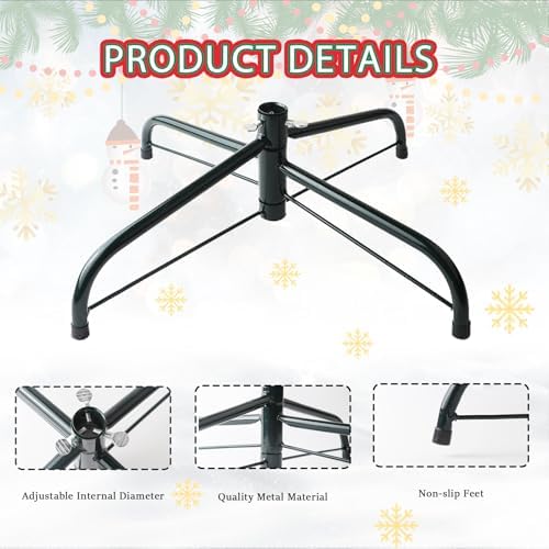 16 Inch Folding Metal Christmas Tree Stand, Green Universal Replacement Xmas Tree Stand Base for Christmas Artificial Tree - Image 2