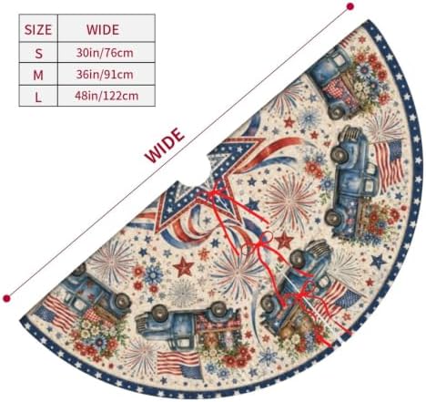 4th of July Truck Christmas Tree Skirt Tree Mat for Xmas Holiday Party Decorations Indoor Outdoor 36 Inch - Image 5