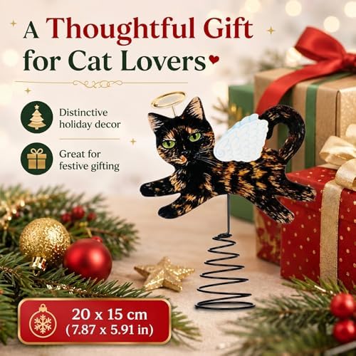 Soulchen Christmas Tree Topper Metal Tortoiseshell Angel Cat - Image 4