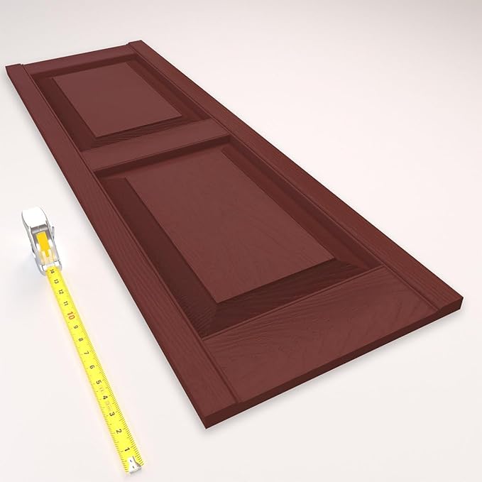 Ekena Millwork Lifetime Vinyl LP2S14X05100RD Standard Two Equal Panel Vinyls, Raised Panel Vinyl Shutters, w/Installation Shutter-Lok's & Matching Screws (Per Pair), 14 3/4"W x 51"H, Burgundy Red