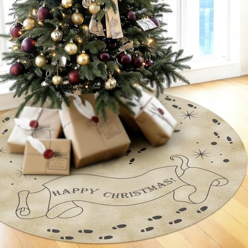 48'' Vintage Christmas Tree Skirt, Magic Theme Party Xmas Decor - Image 4