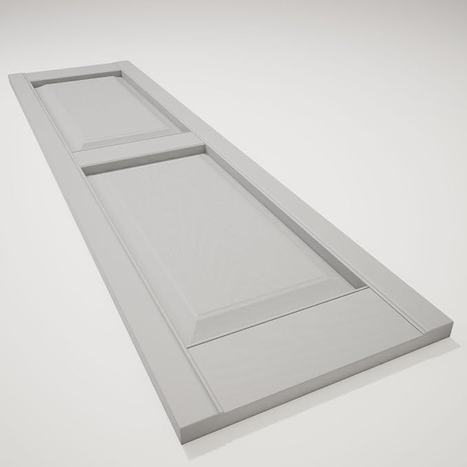 Ekena Millwork Lifetime Vinyl LP2S14X08000PG Standard Two Equal Panel Vinyls, Raised Panel Vinyl Shutters, w/Installation Shutter-Lok's & Matching Screws (Per Pair), 14 3/4"W x 80"H, Paintable