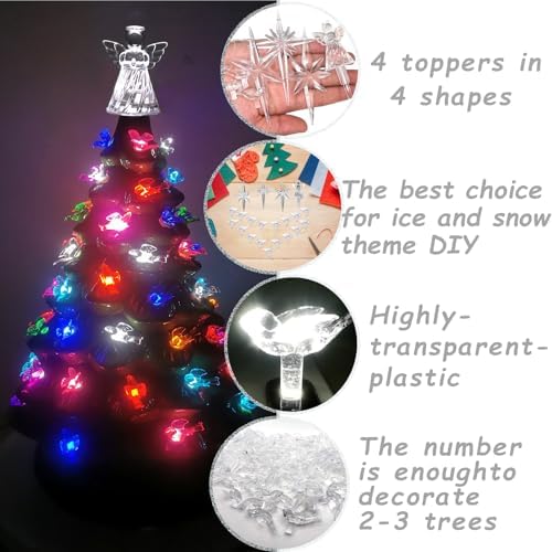 117Pcs Ceramic Christmas Tree Clear White Dove Bird Replacement Lights Bulbs and 1 Angel/3Stars Topper Ornament for Ceramic Tree D??cor - Medium Plastic Pegs. - Image 3