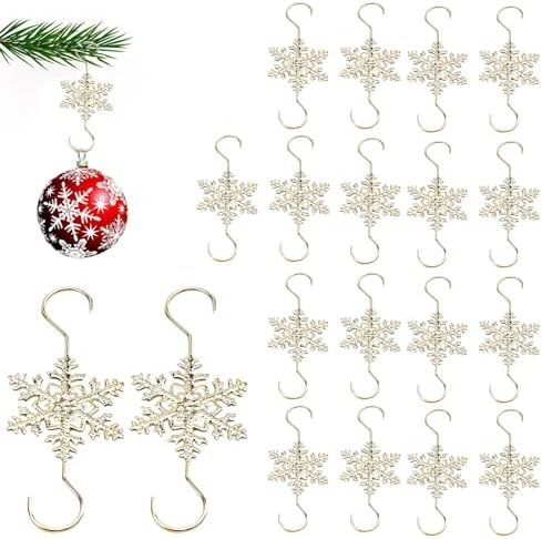 Furimuk Snowflake Ornament Hook Hangers - Gold Sliver Snowflake Decorative Tree Hanging Metal Wire for Xmas Tree Decoration Hangers (20PCS) by Furimuk