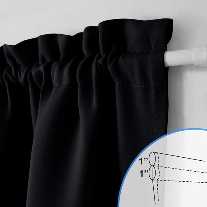 NICETOWN Side Door Window Covering - French Door Curtains for Kitchen, Privacy Shades for Sidelight Curtains, Thermal Insulated Window Covering, W12 X L72, Black, 1 Panel