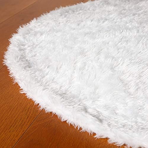 Sattiyrch Faux Fur Christmas Tree Skirt 36",White Xmas Decorations for 6ft Christmas Tree (White, 36in) - Image 3