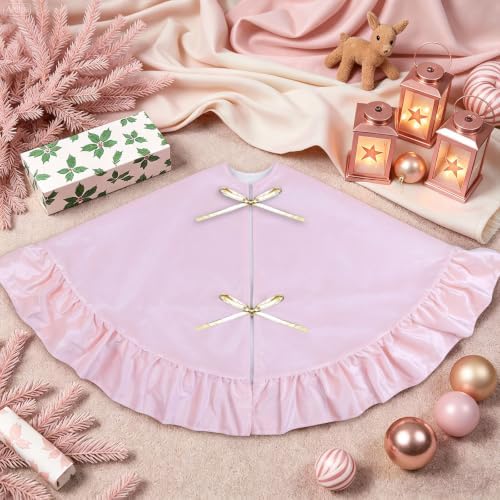 48 Inches Velvet Halloween Tree Skirt Decorations Pink Luxury Xmas Fur Plush Skirts for Halloween Merry Christmas Party Rustic Vintage Holiday Home Winter - Image 6