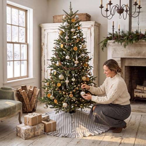 Sosation 48 Inch Christmas Tree Skirt Black White Striped - Image 5