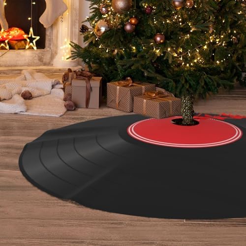 Vinyl Record Christmas Tree Skirt 36 Inch Mat Funny Party Holiday Festive Decor Supplies for Home Occasion Ornament Decorations - Image 6