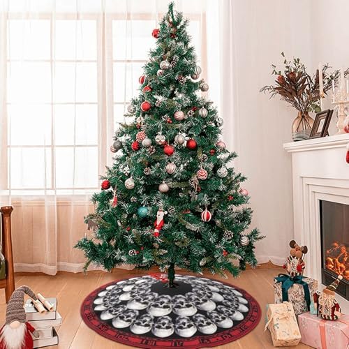 Halloween Skull Christmas Tree Skirt Funny Tree Mat for Farmhouse Xmas Holiday Party Decorations Indoor Outdoor 36 Inch - Image 2