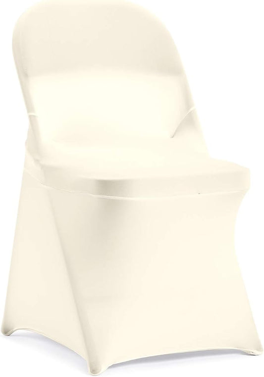 Peomeise Stretch Spandex Folding Chair Cover for Wedding Party Dining Banquet Event (Ivory,6pcs)