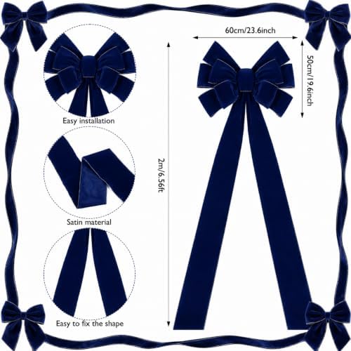 Norme 1 Pcs Dark Blue Extra Large Christmas Tree Topper Bow Decor - Image 3