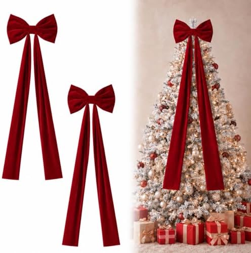 Knitgrip 2 Pack 20x71 in Christmas Large Velvet Bows, Deep Red by Knitgrip