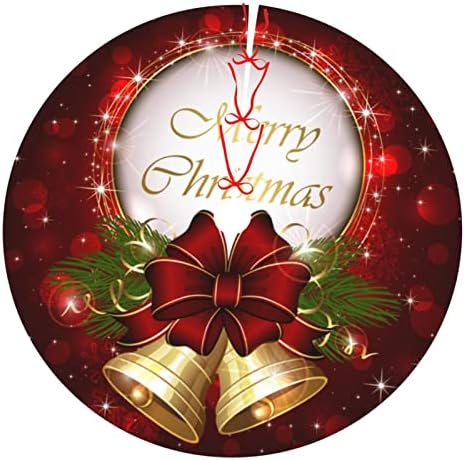 Christmas Tree Skirt Merry Christmas Bell Snowflake 48 Inch for Xmas New Year Nightmare Before Christmas Decorations Lobby Home by DADABULIU