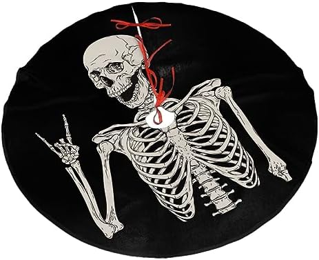 Skeleton Skull Tree Skirts Xmas Ornaments, Boho Hippie Tree Skirt for Christmas Party Holiday All Occasions 48" by Dewoofly