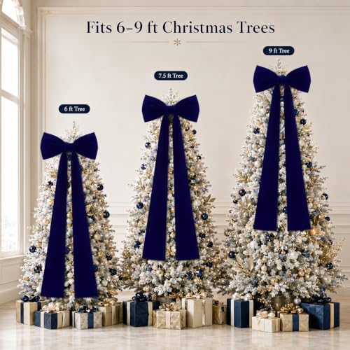 Knitgrip 1 Pack 20x71 in Christmas Large Velvet Bows, Royal Blue - Image 3