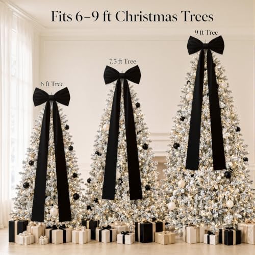 Knitgrip 2 Pack 20x71 in Christmas Large Velvet Bows, Black - Image 3