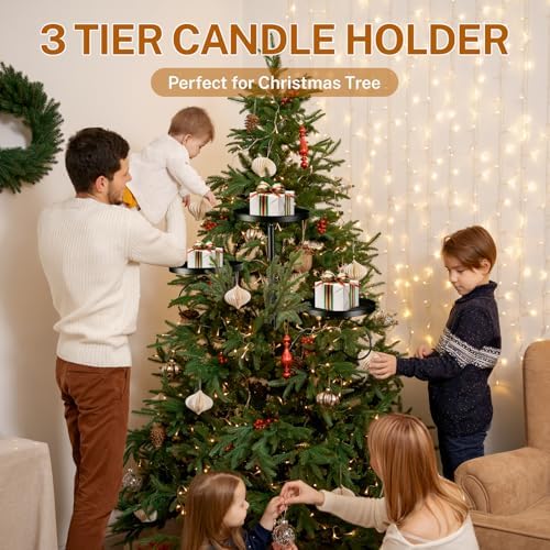 Christmas Tree Topper, Black Triple Tree Topper Candelabra, 3 Tier Candle Holder Shelf for Christmas, Holiday, Indoor & Outdoor Decor (35.4 inch) - Image 6