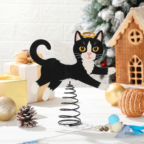 Soulchen Christmas Tree Topper Metal Black Angel Cat - Image 3