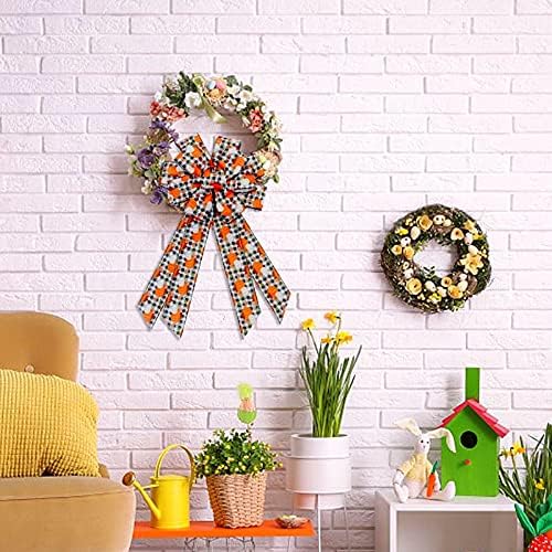 Hying Large Fall Bows for Wreath, Thanksgiving Pumpkin Wreath Bows White Black Buffalo Plaid Bows Orange Burlap Tree Topper Bows for Front Door Autumn Thanksgiving Decorations Supplies - Image 6