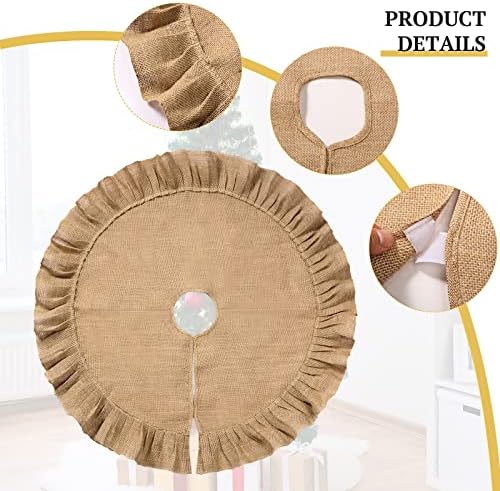 Tatuo 40 Inch Christmas Tree Skirt Decor, Ruffled Burlap Tree Skirt, Linen - Image 3
