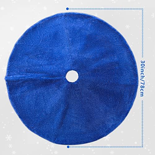 Christmas Tree Skirt 30 inch Blue Faux Fur Soft Fluffy Ornaments Xmas Tree Skirts for Xmas Tree Ornaments and Party Holiday Decorations - Image 4