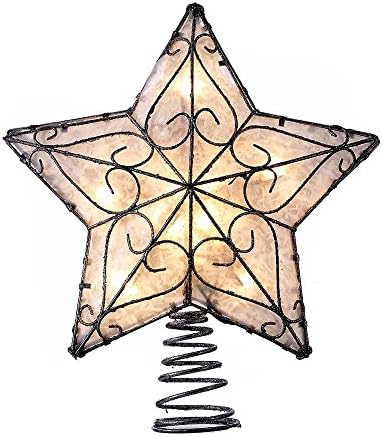 Kurt Adler UL 10-Light Metal Trimmed Capiz Inspired Star Treetop - Image 2