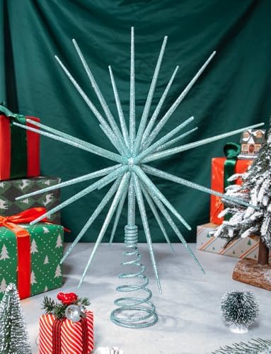 13.7 Inch Blue Christmas Tree Topper - 3D Burst Blue Tree Topper, Exploding Star Christmas Tree New Year Holiday Tree Decoration - Image 5
