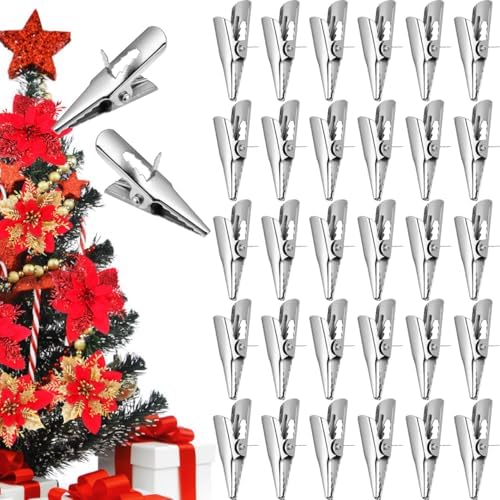 50Pcs Christmas Ball Ornament Clips Iron Metal Alligator Clips Spring Clamps Test line Crocodile Clip Baubles Hooks Hanger for Christmas Tree Decoration by DOITOOL