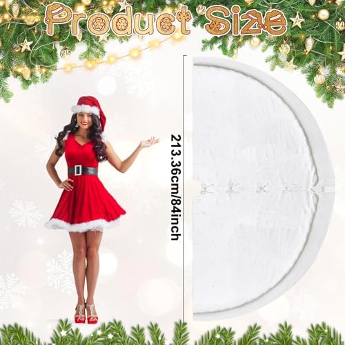 84 Inch Christmas Knitted Tree Skirt Giant White Chunky Xmas Tree Skirt Extra Large Cable Knit Thick Rustic Farmhouse Xmas Ornaments for Home Merry Christmas Holiday Winter Party Decoration - Image 2
