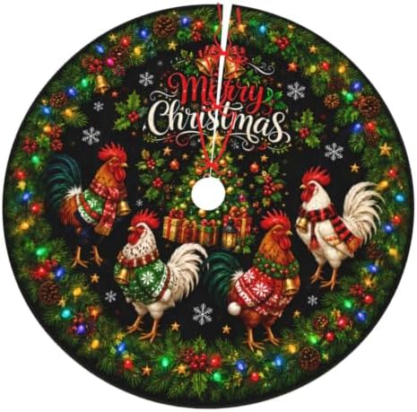 Christmas Rooster Christmas Tree Skirt Tree Mat for Xmas Holiday Party Decorations Indoor Outdoor 36 Inch by Unknown