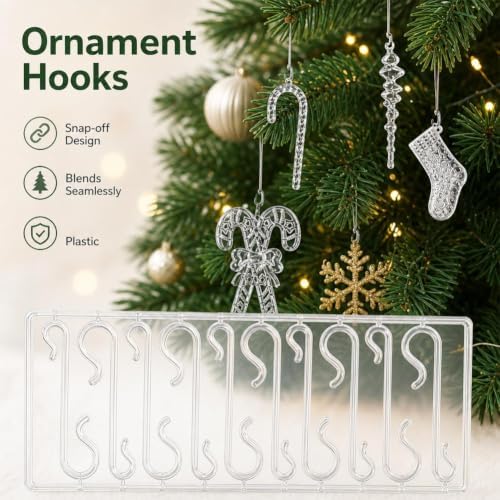 100Pcs Christmas Tree S-Shaped Hooks,Christmas Ornament Hangers Weatherproof Plastic Hooks Clear Accessories Home Decoration, Party Supplies for Tree Wreath - Image 2