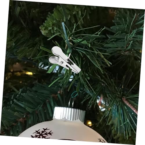 100pcs Christmas Decoration Clip Tree Ornament Hooks Clip Ornaments Christmas Ball Ornament Clips Hanging Clips for Christmas Tree Christmas Bauble Hangers Wreath Clips Silver Iron - Image 5