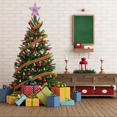 Aneco 10 Inches Christmas Tree Topper Star Metal Glittered Star Treetop Decoration Hollow-Out Star Topper Decoration for Christmas Home Decor, Purple - Image 7