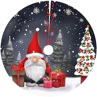 Christmas Gnome Christmas Trees Skirts 48", Xmas Gifts Candle Xmas Tree Cloth Mats for Holiday Party Decor Gift, Festival, Home Decoration by Unknown