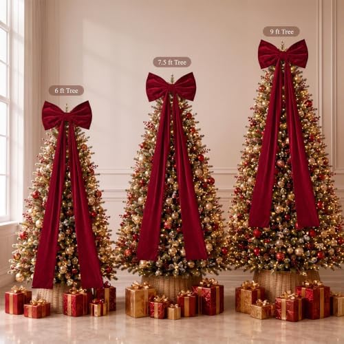 Knitgrip 2 Pack 20x71 in Christmas Large Velvet Bows, Deep Red - Image 3