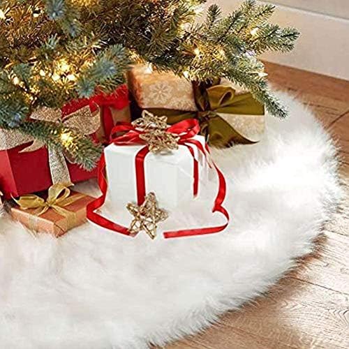CHICHIC 48 inch Christmas Tree Skirt Faux Fur Xmas Tree Skirt Christmas Decorations Holiday Tree Ornaments Tree Decoration for Christmas Home Decorations, Xmas Party Holiday Decorations, Snow White by CHICHIC