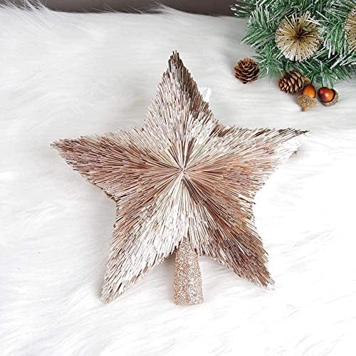 Luxury Christmas Tree Topper Handmade Star Xmas Tree Decoration Unique Stars Light Pink Gold Toppers Indoor Decorations Outdoor Ornaments (Rose, M (8 inches)) by Safesio