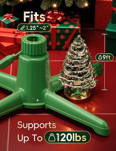 DG-Direct Musical 360° Rotating Christmas Tree Stand, Anti-tilt Noiseless, Up to 9ft 120 lb Artificial Fits 1.25–2" Tree Poles, Spinning Tree Stand with Remote, Built-in 3 Light Output Ports 800W - Image 4