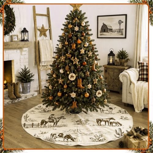 FuWeave Western Desert Cowboy Christmas Tree Skirt 36 Inch - Image 5