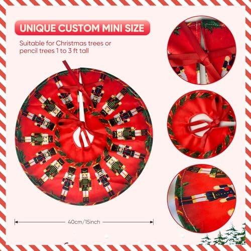 15 Inch Mini Christmas Tree Skirt, Marching Nutcrackers - Image 5