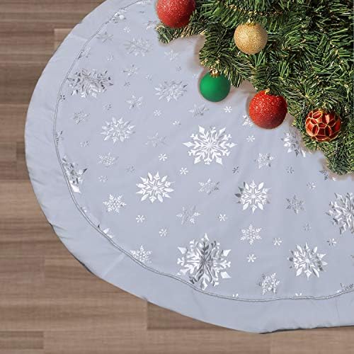 Flash World 48 Inch Large Christmas Tree Skirt Xmas Soft Cover Mat Decor Snowflake Collar Farmhouse Tree Skirt for Holiday Ornaments Party Home Indoor Decorations (White?€?Three Cotton Layer, 48INCH) by FLASH+WORLD