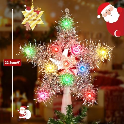 LAMPHOME 9" Lighted Star Christmas Tree Topper,Holiday Home Fit for General Size Xmas Tree,Multicolor - Image 3