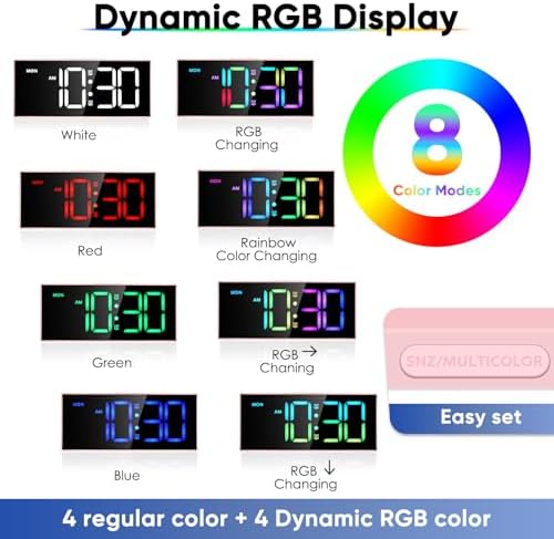 Digital Alarm Clocks,Large Big Numbers Cute clocks for Bedrooms,college dormitories,Teens,Modern D??cor Plug in Clock with USB Charger Port Adjustable 3-Levels volume,5 Dimmers,Battery Backup (Pink) - Image 3