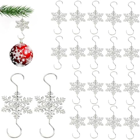 Furimuk Snowflake Ornament Hook Hangers - Gold & Silver Snowflake Decorative Tree Hangers (20PCS) by Furimuk