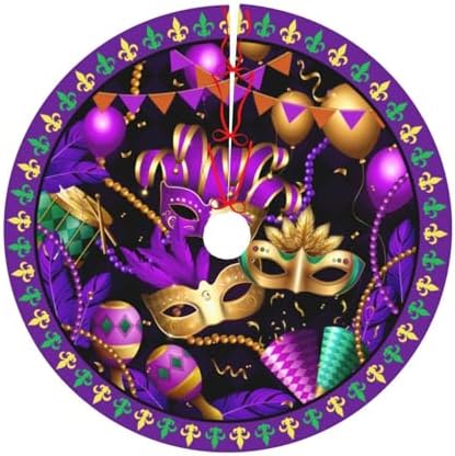 Mardi Gras Christmas Tree Skirt 48" for Xmas Halloween New Year Holiday Party Home Tree Mat Decor Ornaments Decoration - Image 6
