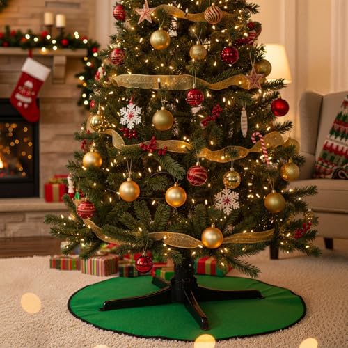 Hortsun 360-degree Rotating Christmas Tree Stand with 30' Reversible Mat for Tree up to 7.5ft, Spinning Christmas Trees Stand with 2 Settings Trunk Diameter and One Built-in Electrical Outlet - Image 5