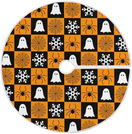Halloween Ghost Snowflake Spider Web Christmas Tree Skirt Small Xmas Tree Skirts Decorations 36 in Burlap Tree Mat Cover for 4 ft Trees Holiday Party by BOENLE-WELCOMEYOURCOMING