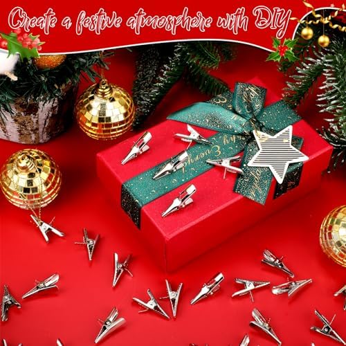 Zeyune 100 Pcs Metal Clips Christmas Ornament 1.18 Inch Alligator Clamps - Image 4